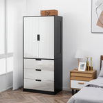 Modern Wardrobe White Wardrobe With 3 Drawer And Hanging Rod