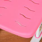 Kids Study Desk And Chair Set W/ Usb Lamp, Adjustable Height | Pink