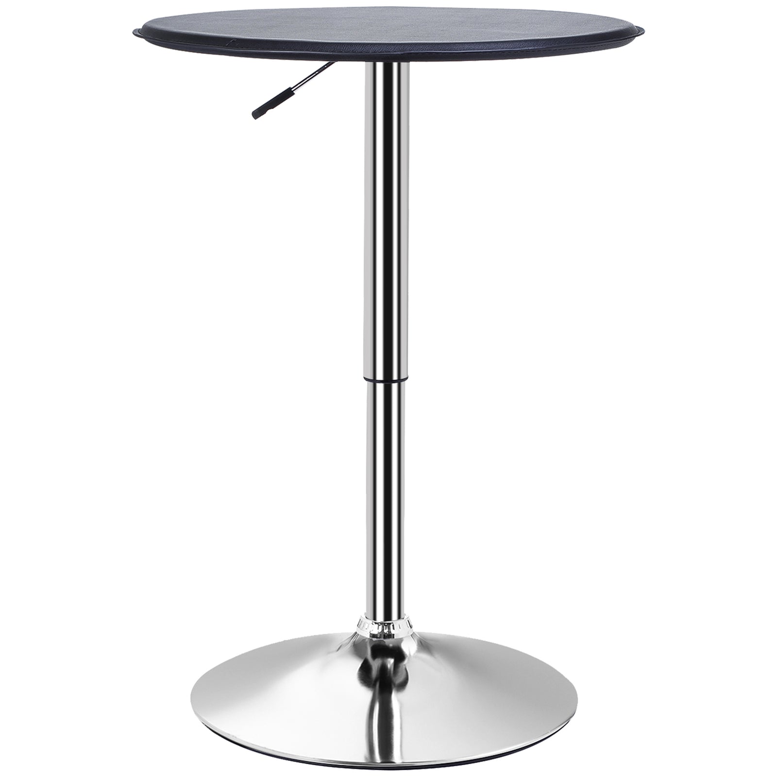 Adjustable Round Bistro Bar Table, Pu Leather Top