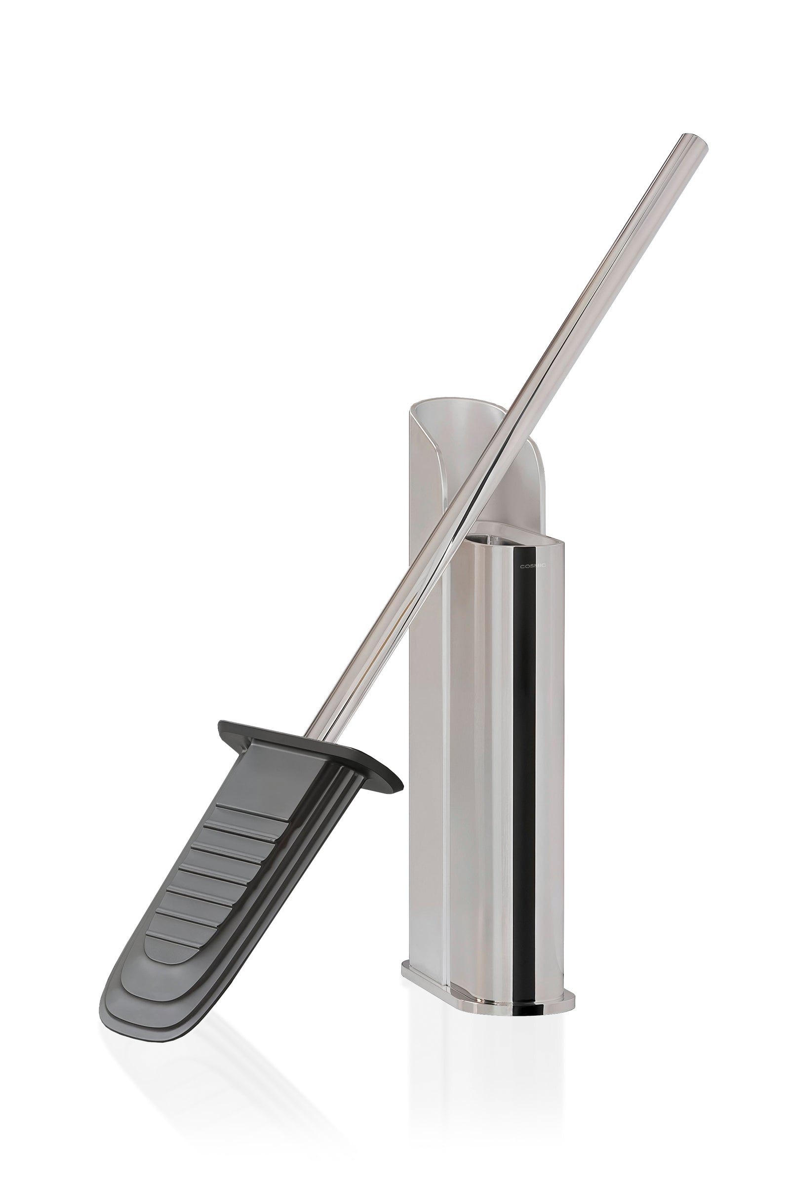 Silicone Toilet Brush, Floor Or Self-adhesive Slim Chrome Flat Collection