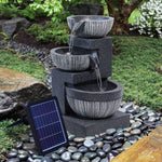 Outdoor Water Fountain Rockery Decoration 3 Tier Bowls Solar Powered