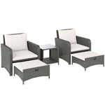 Wicker Patio Conversation Set With 2 Armchairs And 6 Cushions | Cream