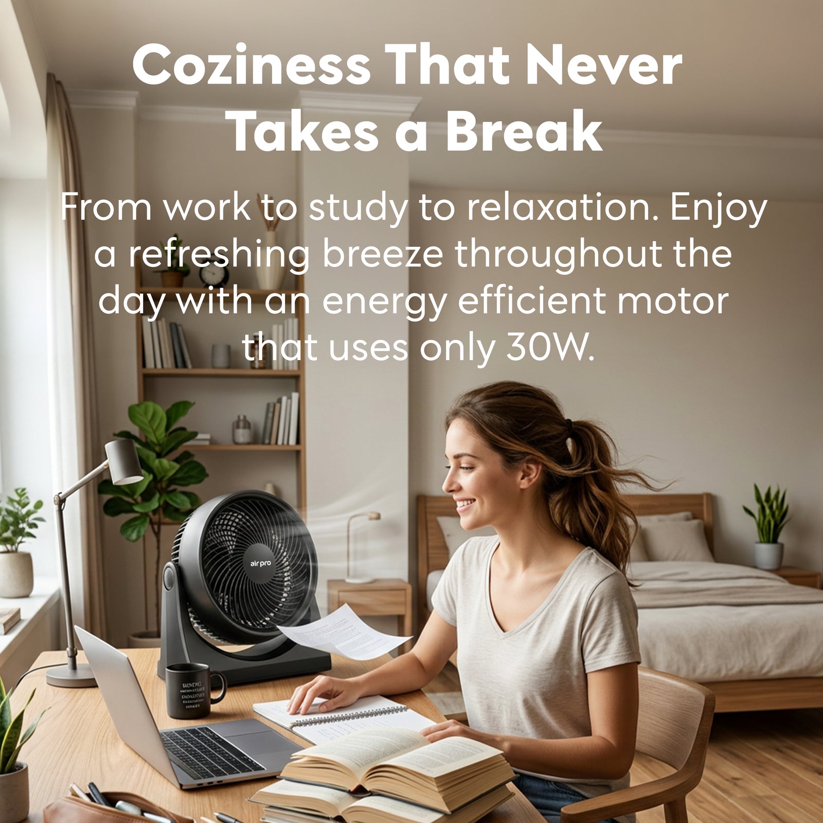 Air Pro 10'' Desk Fan Turbo Air Circulator 3 Speeds Quiet Airflow
