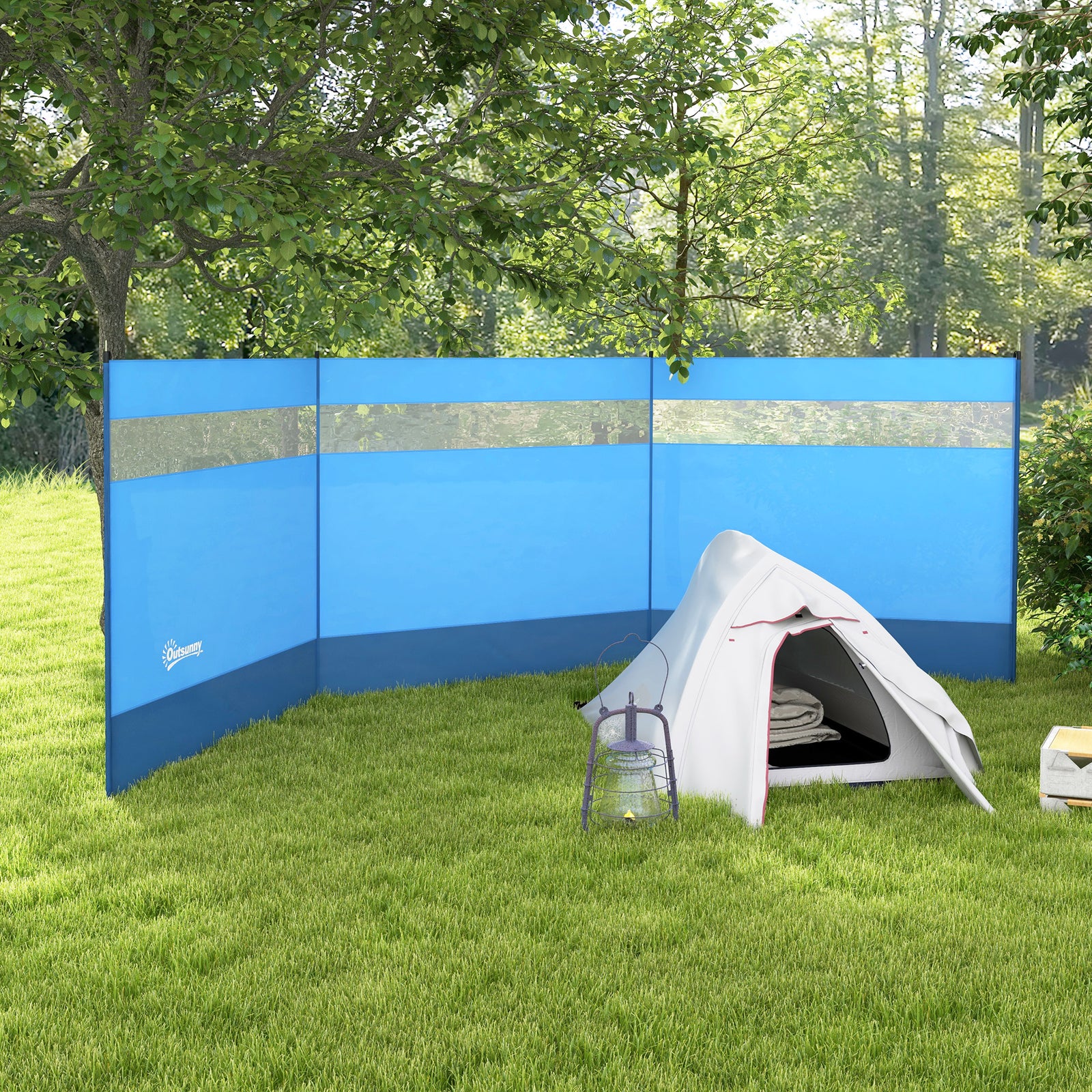 4 Pole Camping Windbreaks With Clear Windows And Carry Bag | Blue