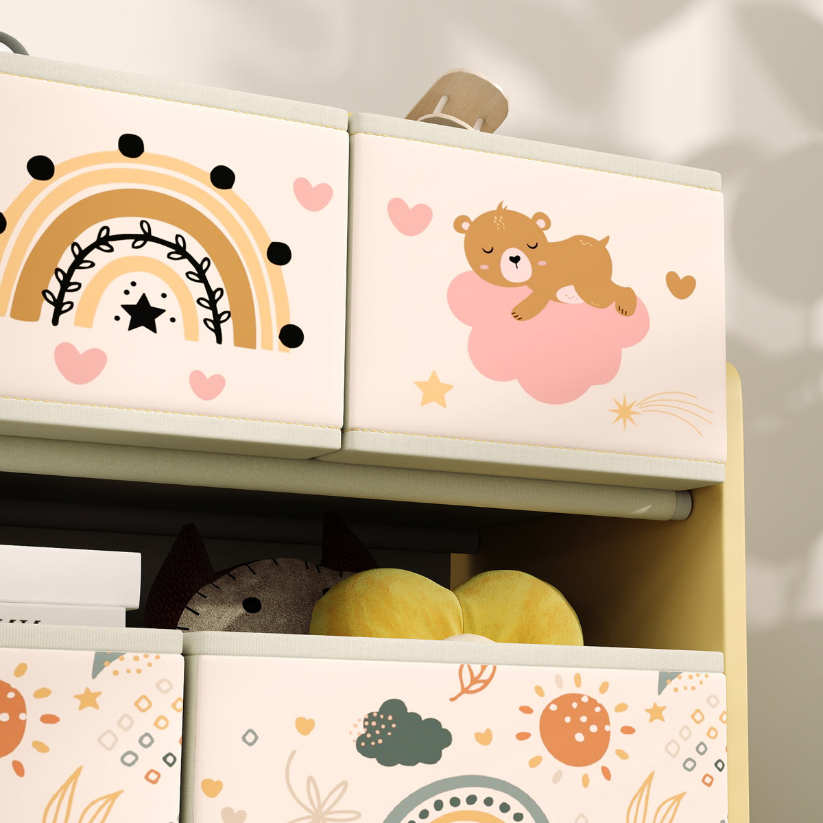 3-tier Toy Organiser Shelf With 9 Storage Boxes For Bedroom | Yellow