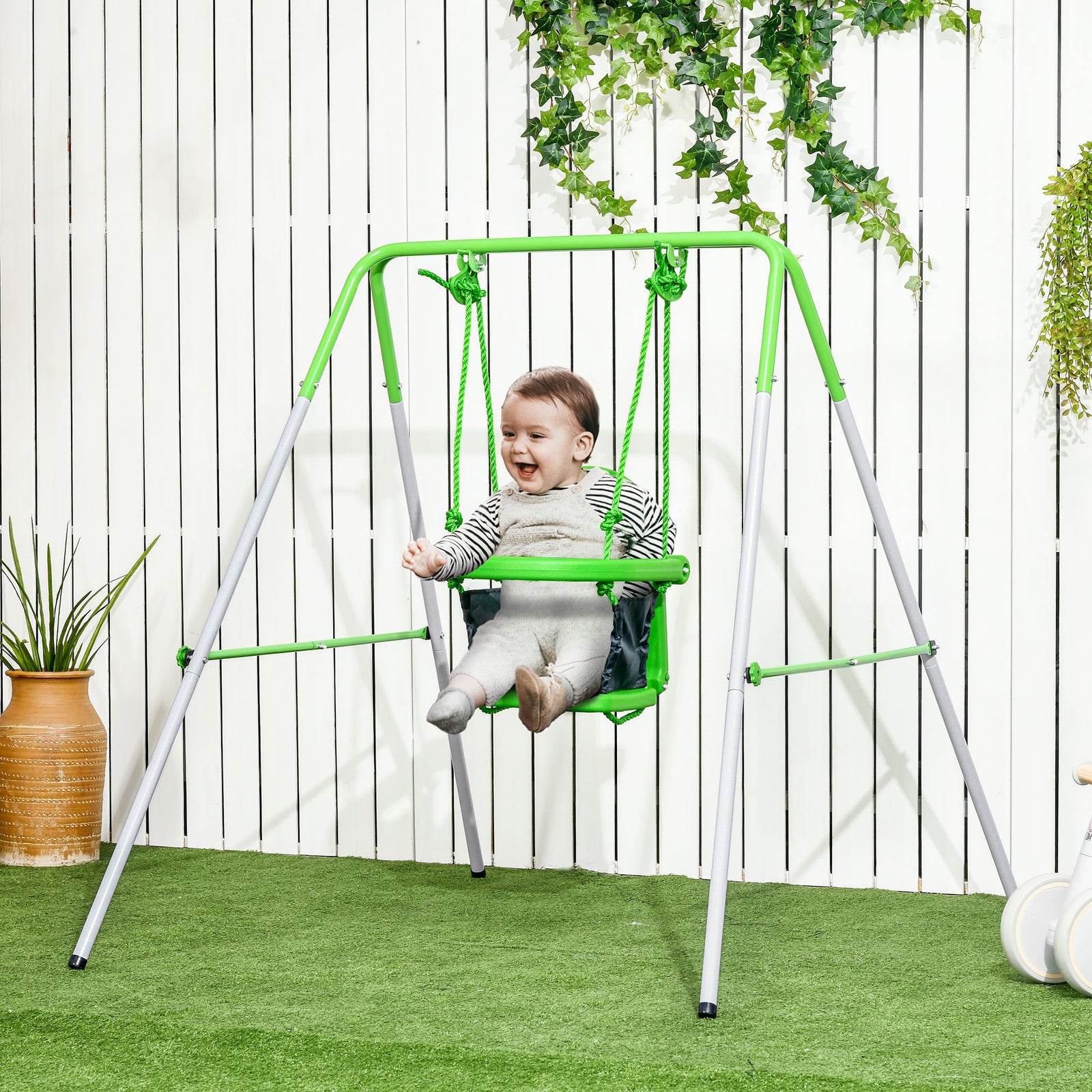 Nursery Swing With Safety Seat Belt, Support Back For Indoor Outdoor