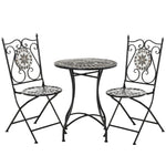 3 Pcs Mosaic Tile Garden Bistro Set Outdoor W/table 2 Chairs
