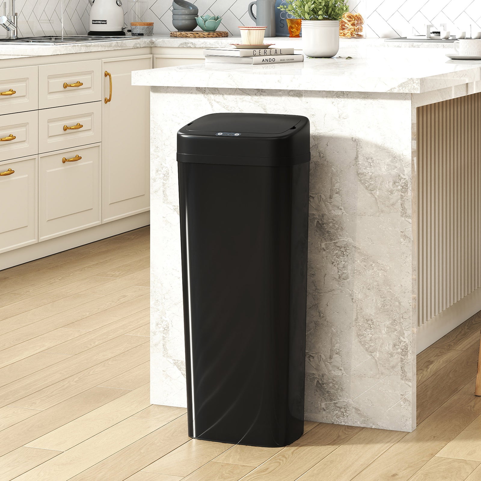 HOMCOM 50l Sensor Bin, Stainless Steel Slim Kitchen Bin, Fingerprint-proof