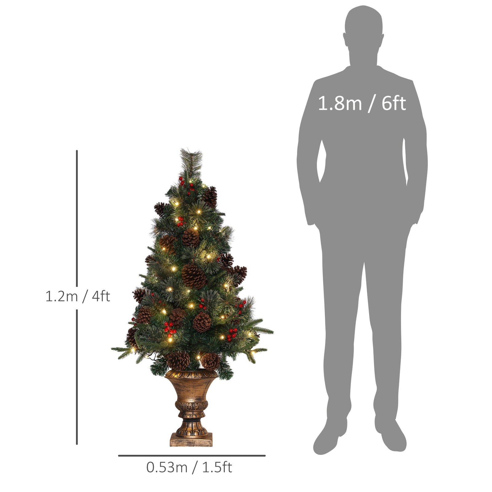 4ft Artificial Christmas Tree With 60 Warm White Led Lights