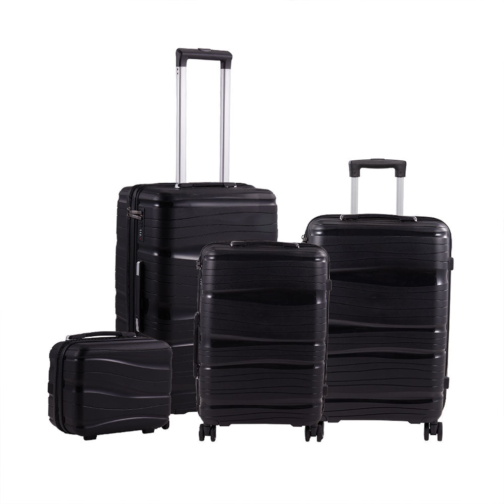 4pcs Lockable Travel Suitcase Set | Black
