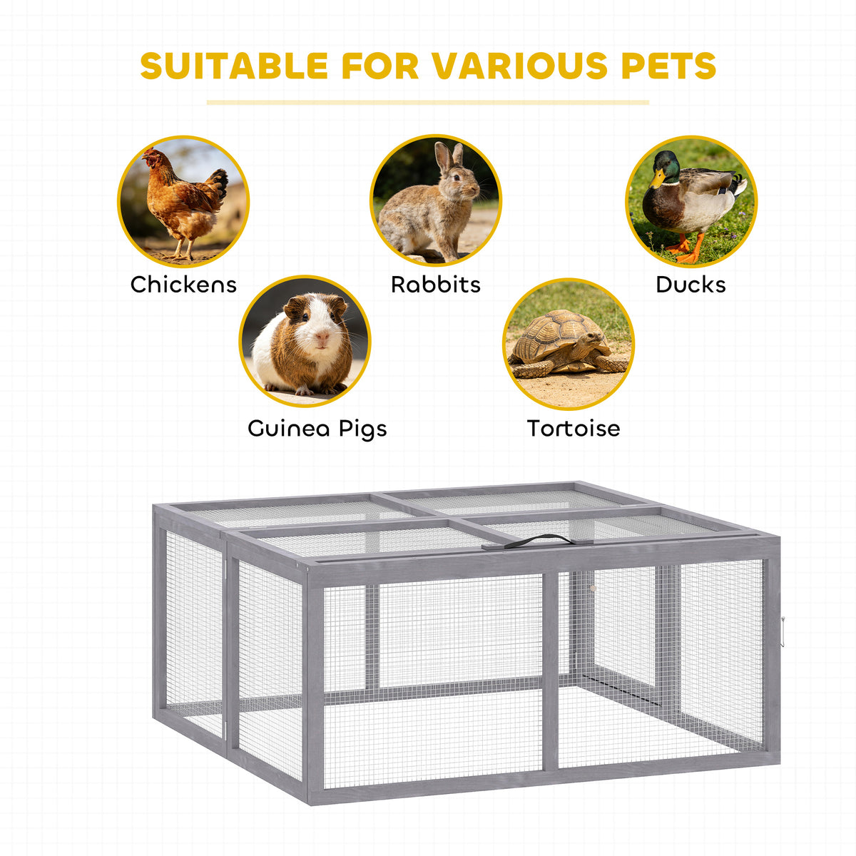 PawHut Rabbit Hutch Outdoor, Foldable & Portable, Rabbit Cage W/ Open Top