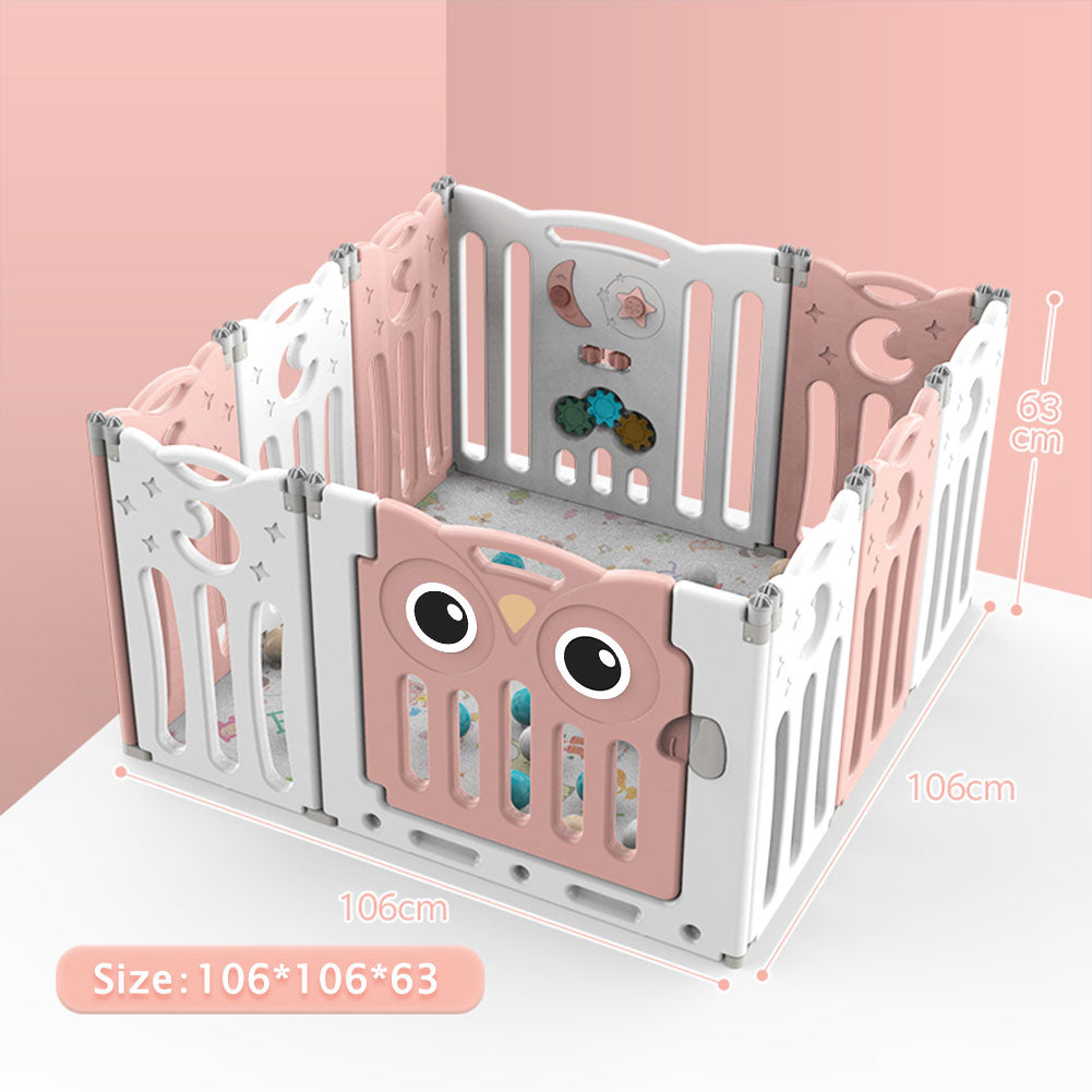 Foldable Baby Kid Playpen 10/12 Panel Safety Play Yard Home Activity Center | Small | Pink