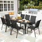 9 Pieces Patio Dining Set With Stackable Chairs | Black