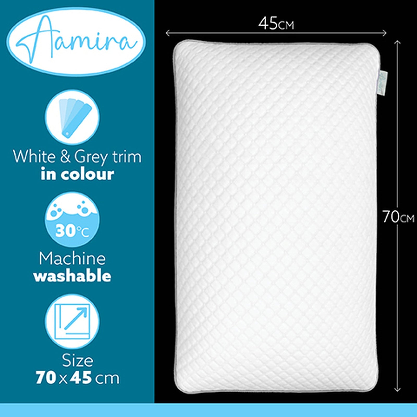 Cooling Memory Foam Pillow 70x45cm Adjustable Orthopaedic Support Washable Cover | Set-of-1 | White