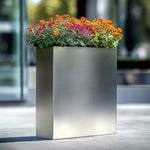 Long Zinc Galvanised Tall Trough Planter | 75cm x 25cm x 90cm | Silver