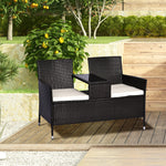 Companion Seat Table Chair Conservatory Rattan Loveseat | Brown