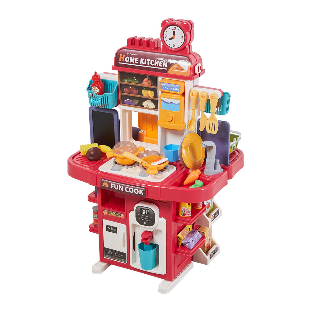 Children Pretend Kitchen Playset 83pcs Toy Accessory Set | Red