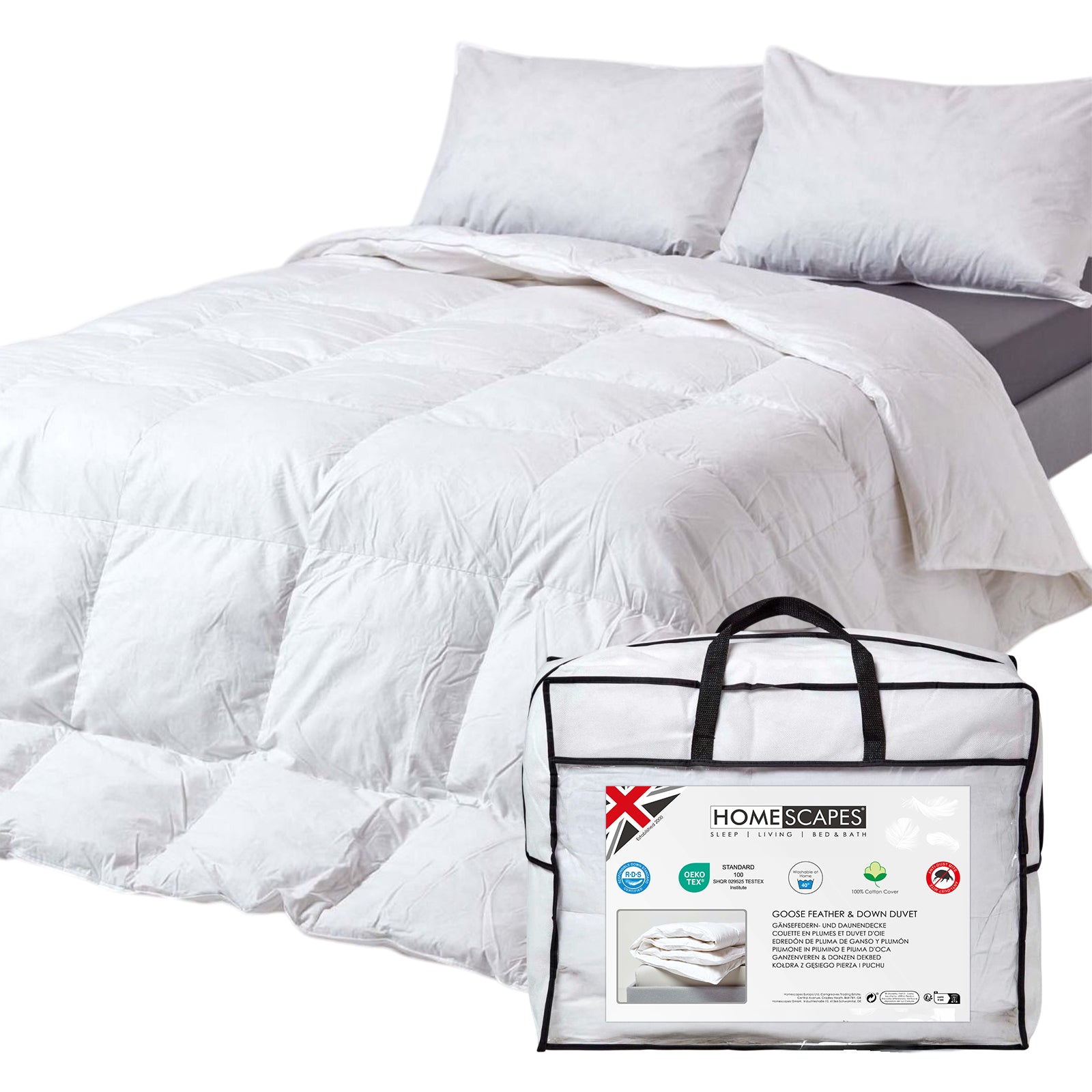 Goose Feather And Down 2.5 Tog  Summer Duvet | Super King | White