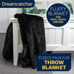 Blanket Throw Soft Faux Fur 160 X 130cm Fleece Overblanket Fluffy Blanket  For Sofa & Beds | L | Black