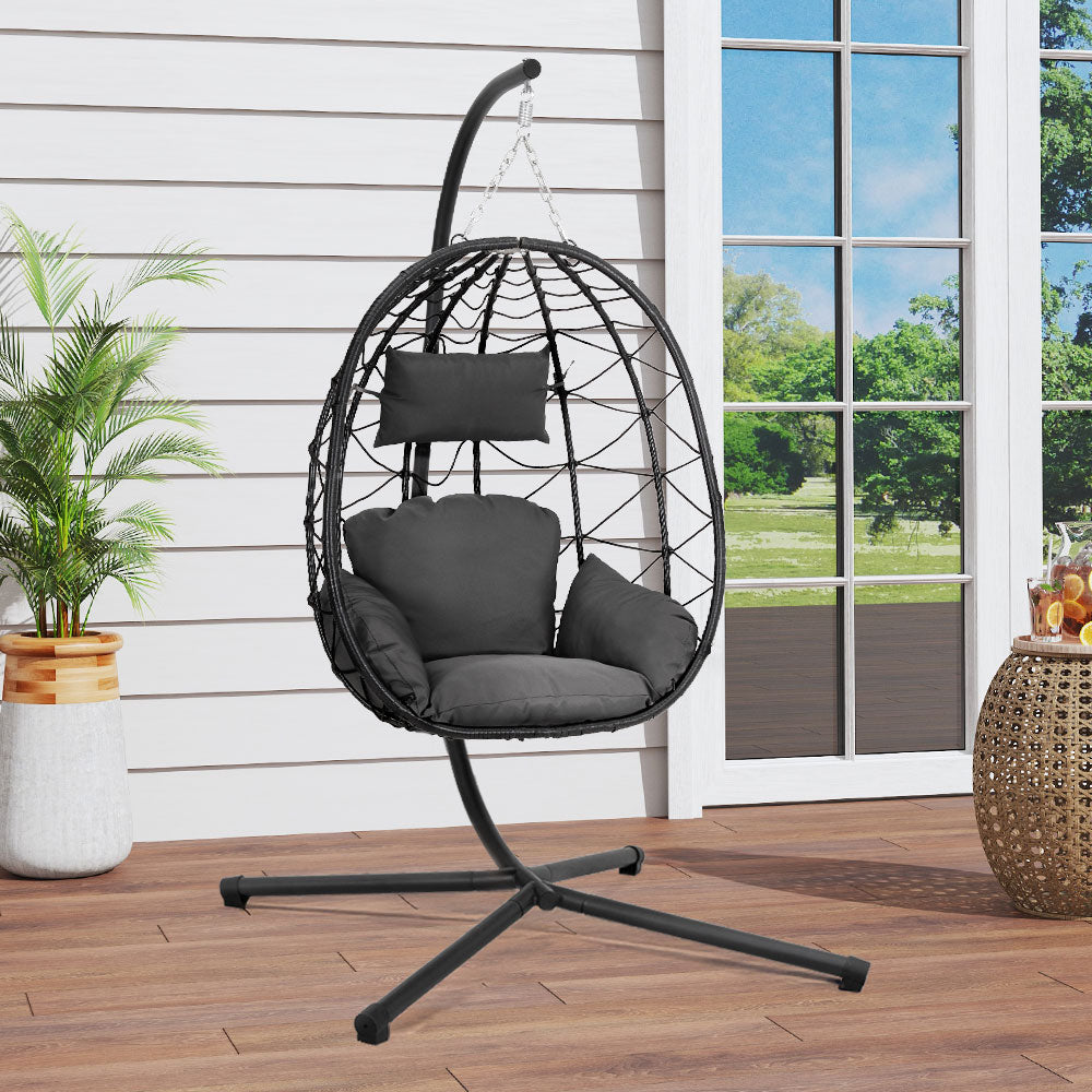 Hanging Chair With Stand And Padded Cushion