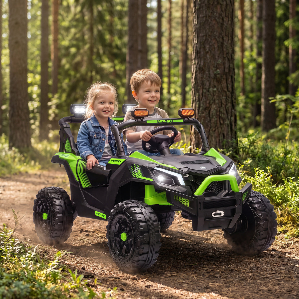 24v 2 Seater Ride On Truck Car For Big Kids With Remote | Green
