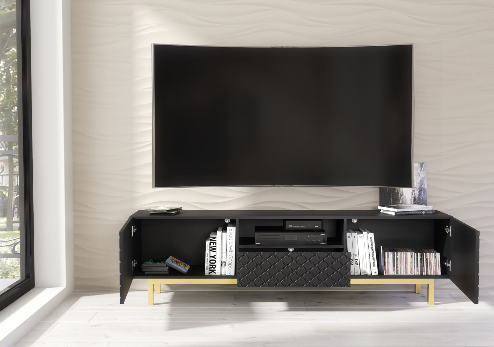 Diamond Luxe Tv Unit 180cm - Deco | Black