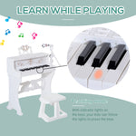 37 Key Keyboard Battery Piano Kids Microphone Stool Educational Game | White