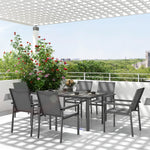 Outdoor Dining Table And 4 Armchairs, Garden Dining Set | 7 | Gray