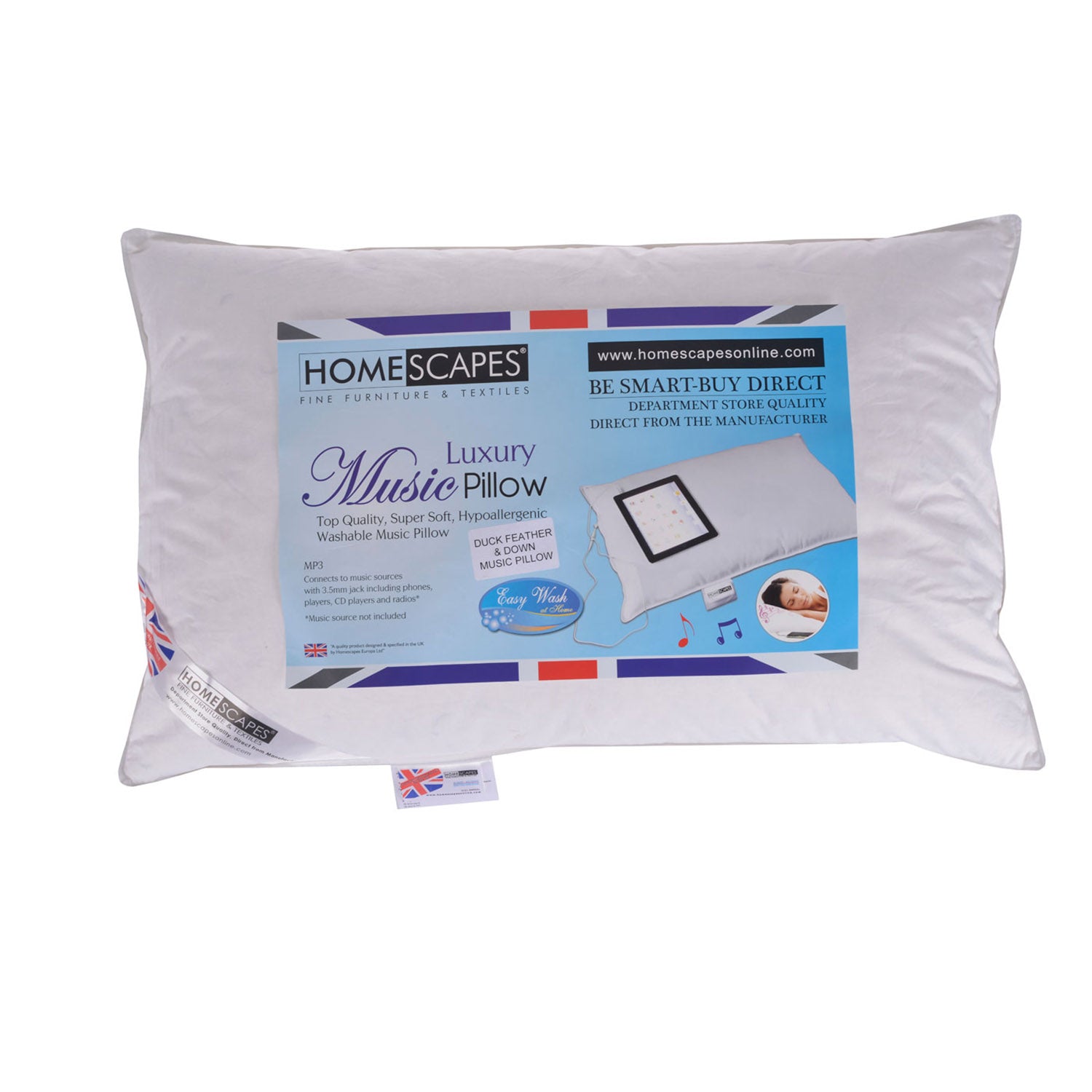 Duck Feather And Down Music Pillow With Speakers