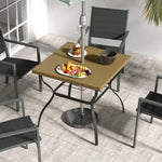 Square Garden Dining Table W/ Umbrella Hole | Brown