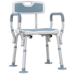 Eva Padded Shower Stool With Back And Arms Foot Pads | One Size | Light Blue