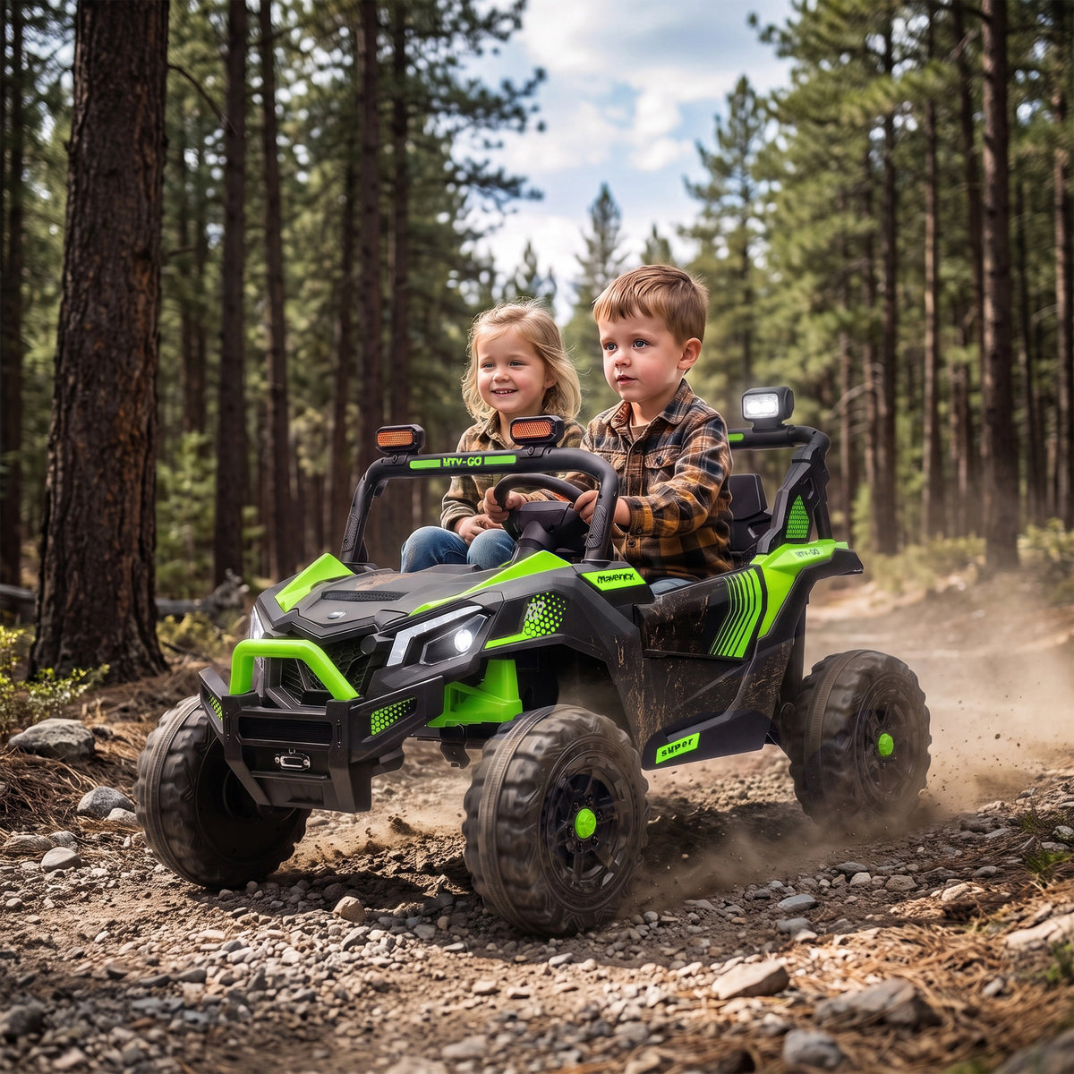 24v 2 Seater Ride On Truck Car For Big Kids With Remote | Green