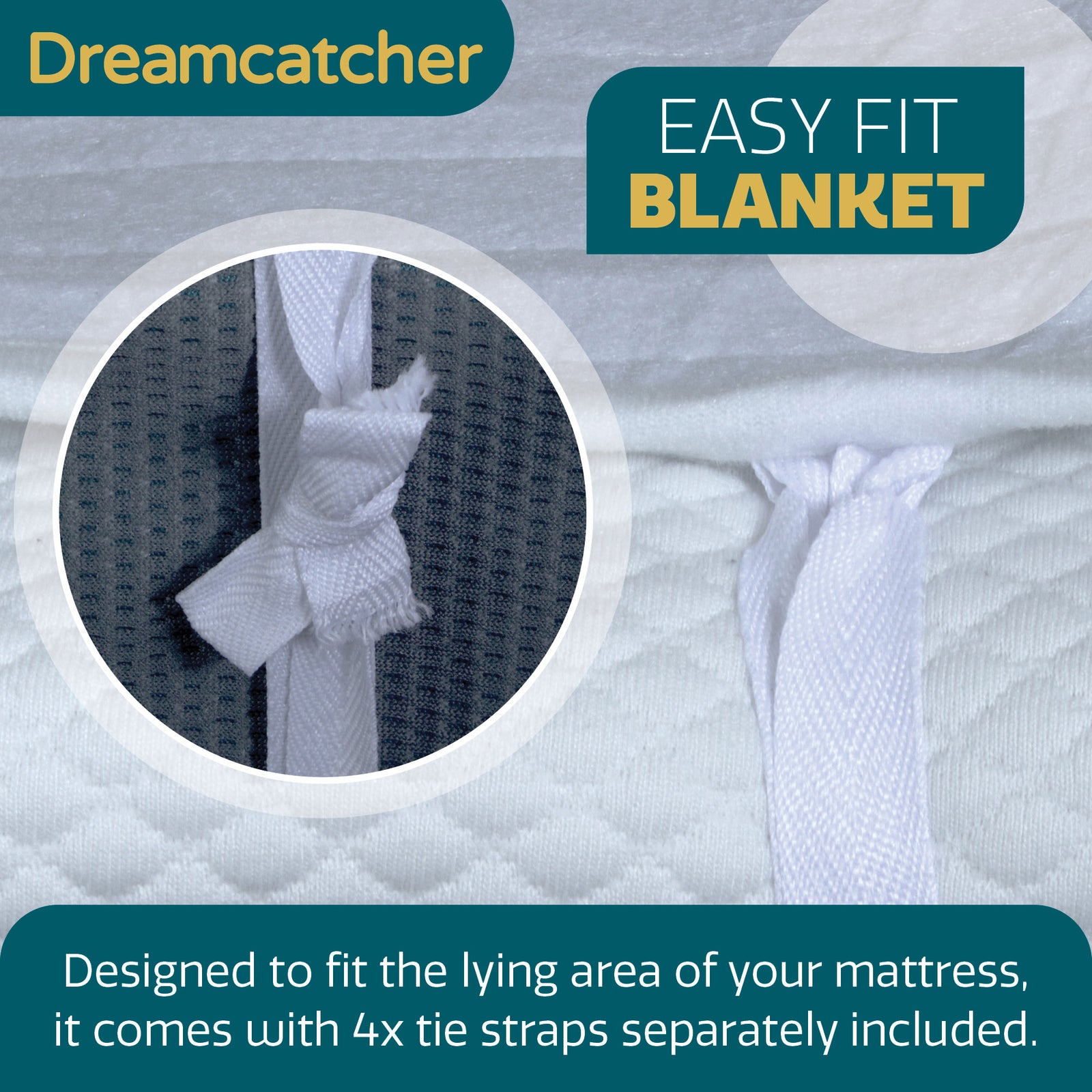 Electric Blanket Heated Bed Underblanket Polyester Detachable Control 3 Heat Settings | Single | White