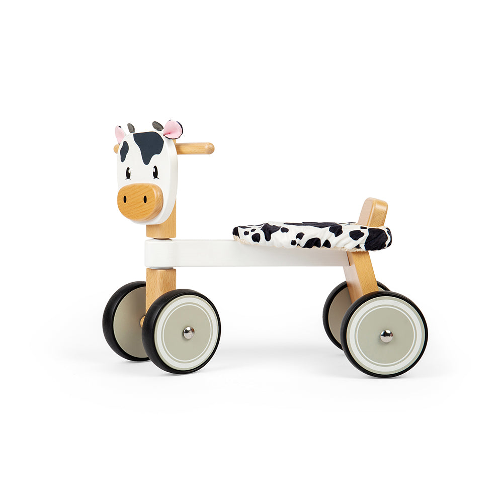 Wooden Ride On Cow, Sturdy Handlebars And Fluffy Seat