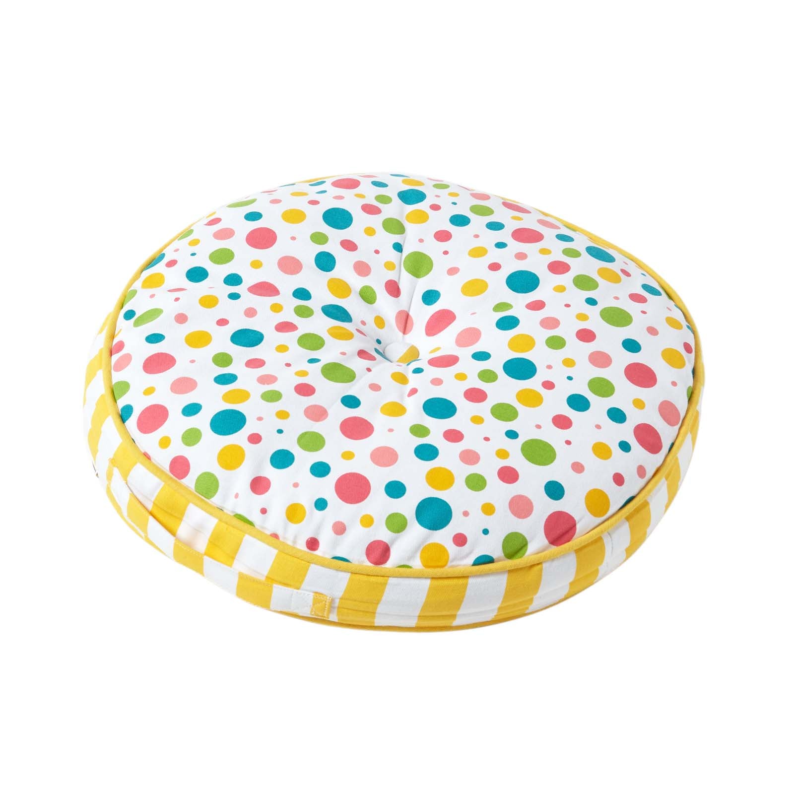 Round Floor Cushion | 43cm x 43cm | Multi Polka Dots