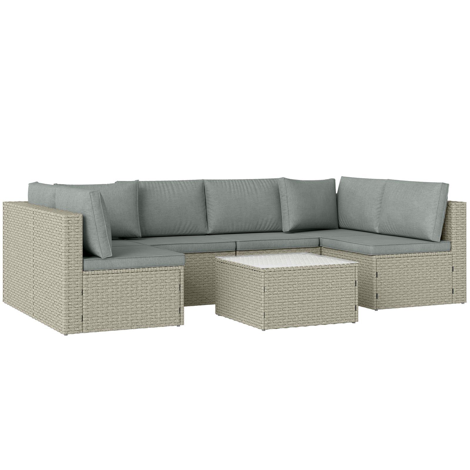 Outsunny 7 Pieces Rattan Garden Furniture Set W/ Cushions