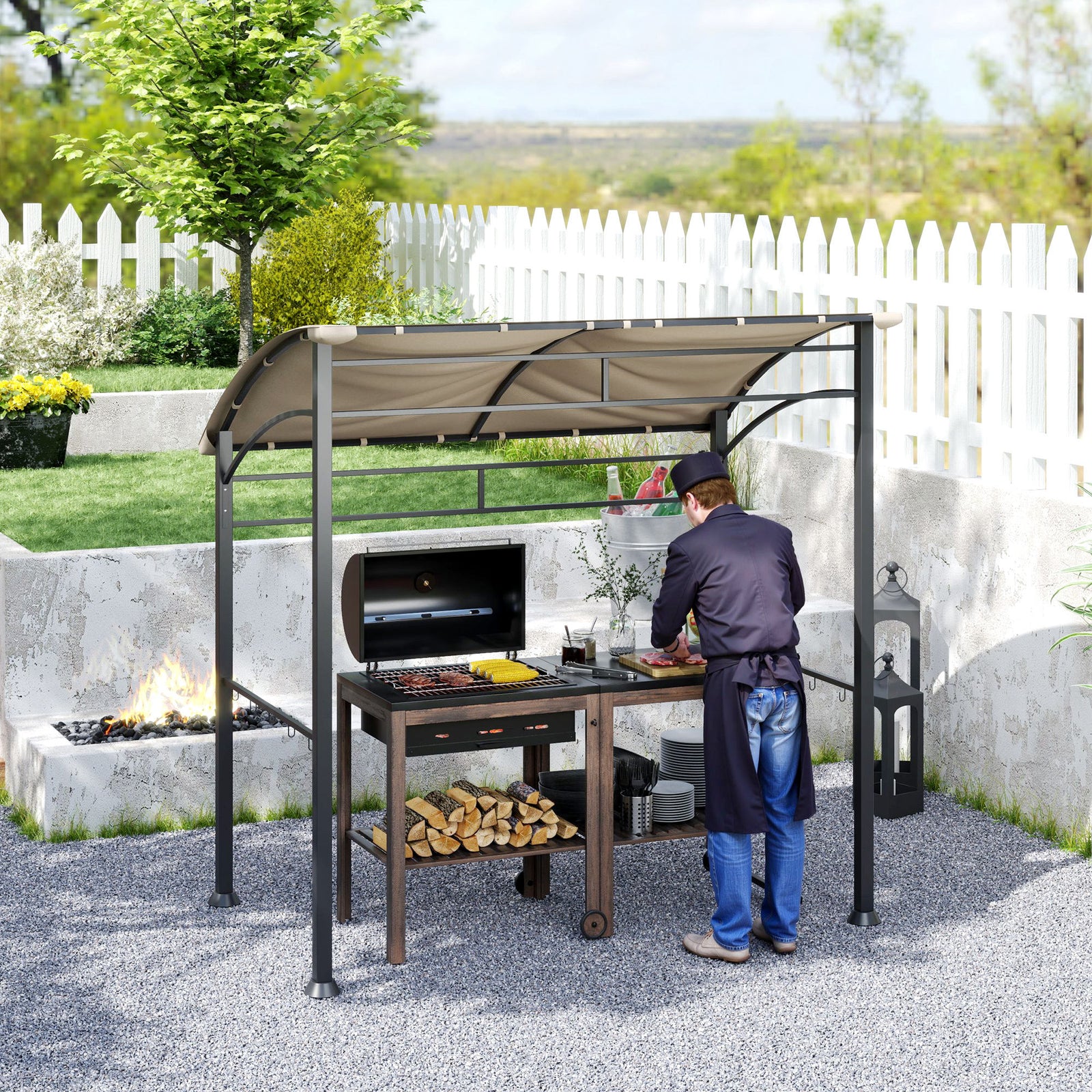 2.2 X 1.5 M Bbq Gazebo Tent Sun Shade With Canopy