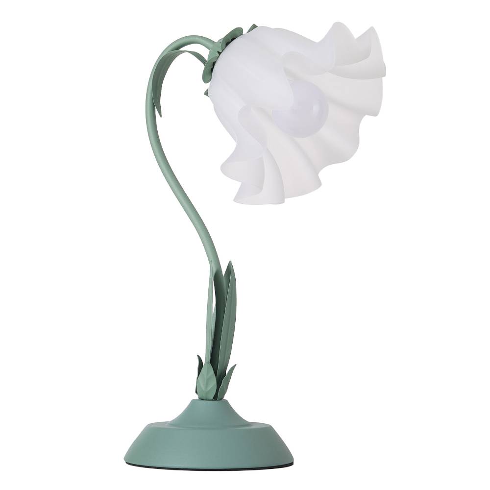 Floral-Inspired LED Table Lamp – Green Iron Stem with Acrylic Petal Shade for Soft and Elegant Ambient Lighting