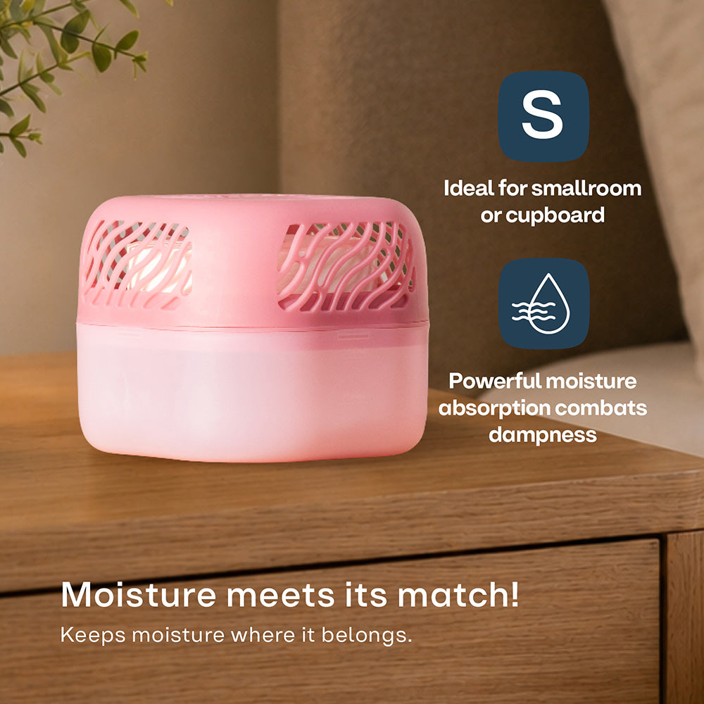 Airsip 500ml Refillable Dehumidifier With Calcium Chloride Refill | Pink