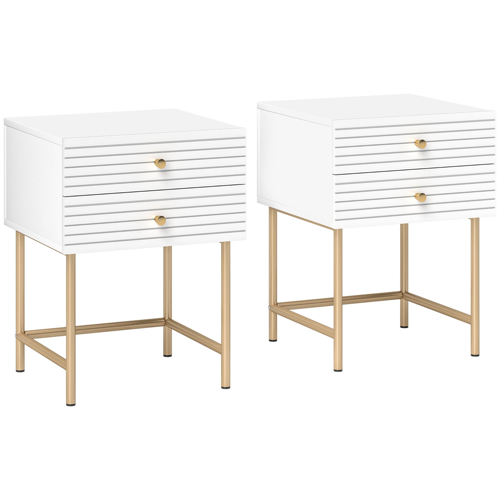 Bedside Tables Set Of 2 With 2 Drawers For Bedroom | Set of 2 | White
