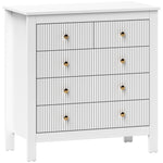 Fluted Bedroom Chest Of Drawers W/ 5 Drawers Gold Tone | One Size | White