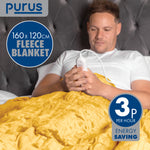 Deluxe Electric Throw Heated Double Over Blanket Soft Fleece 9 Heat & 12 Timer Settings | L | Gold