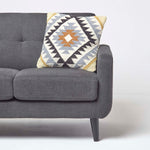 Handwoven Kilim Cushion With Feather Filling | 45cm x 45cm | Black & Grey