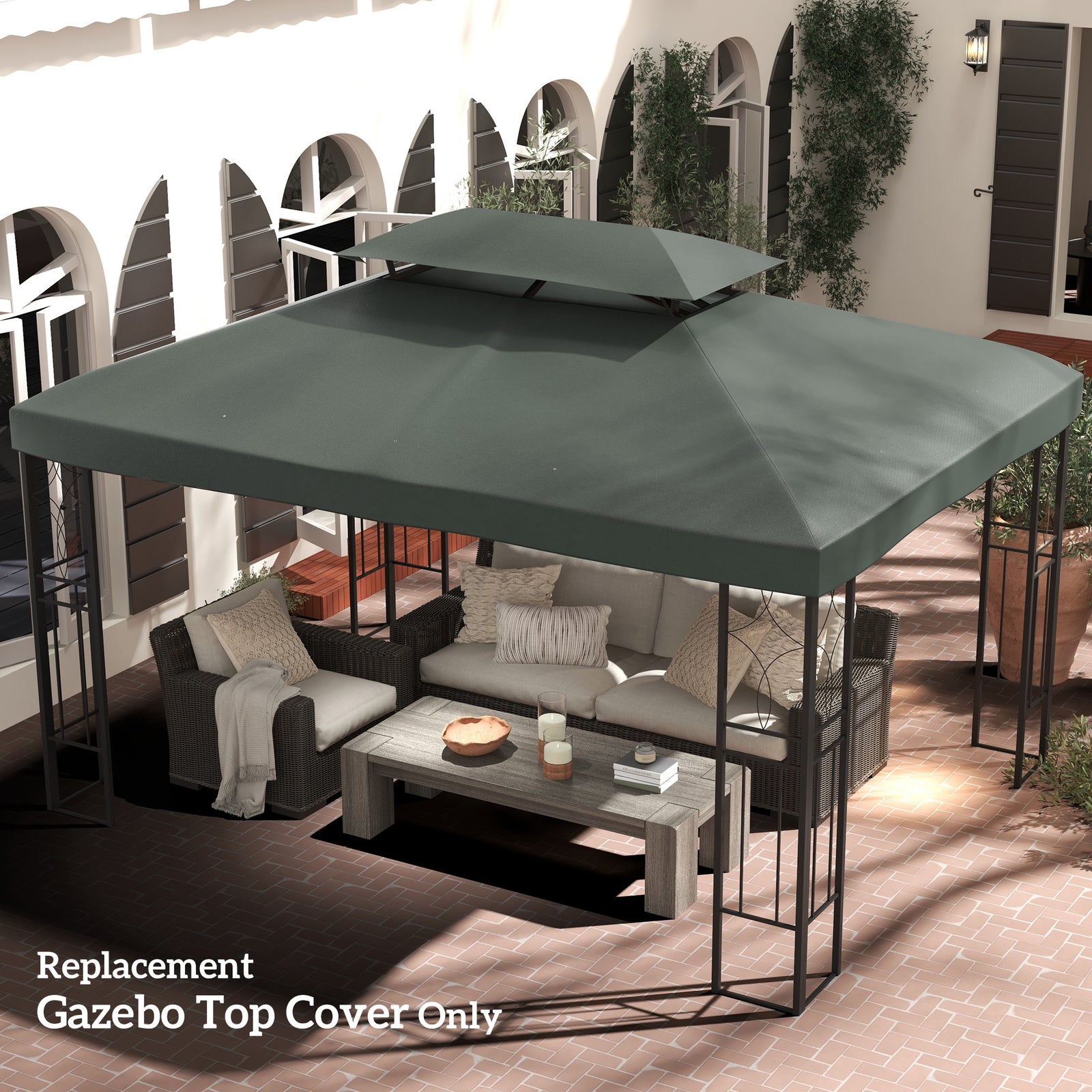 3x4m Gazebo Replacement Roof Canopy 2 Tier Top Uv Cover | Dark Gray