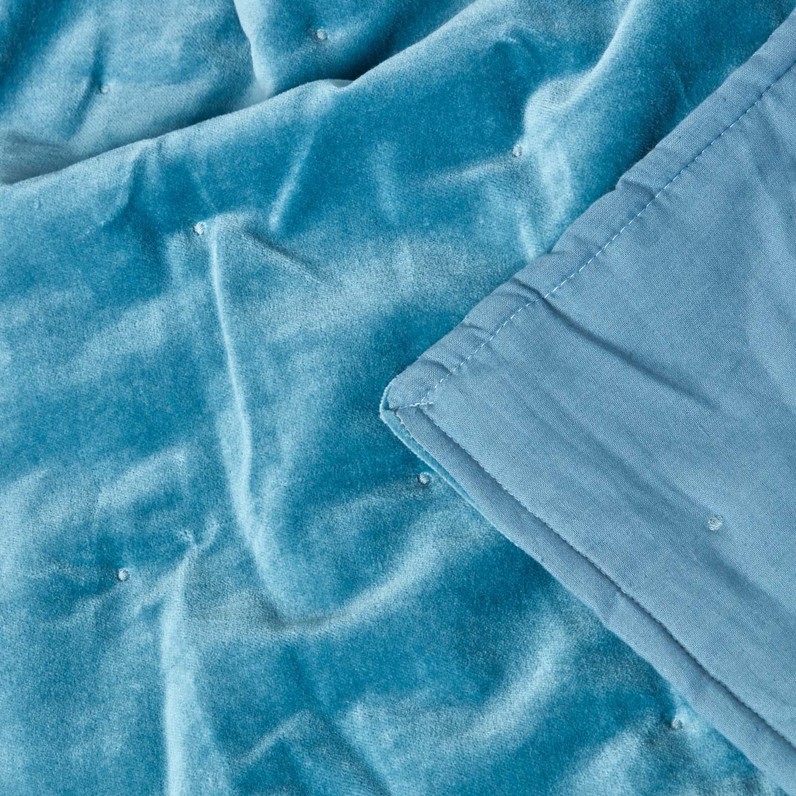 Velvet Cotton Quilted Throw | 125cm x 150cm | Blue