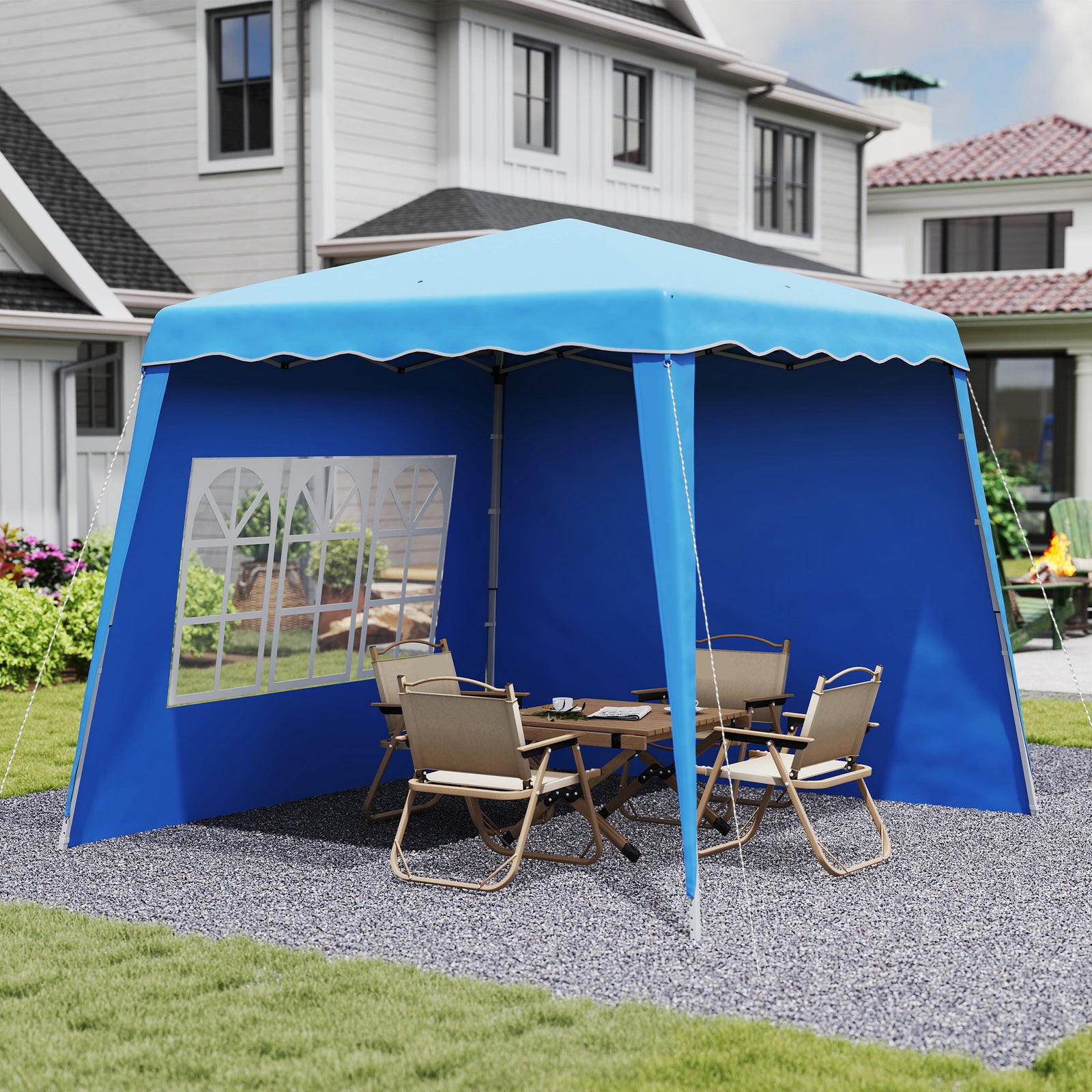 2.4x2.4m Pop Up Gazebo With 2 Sidewalls And Carry Bag | Blue