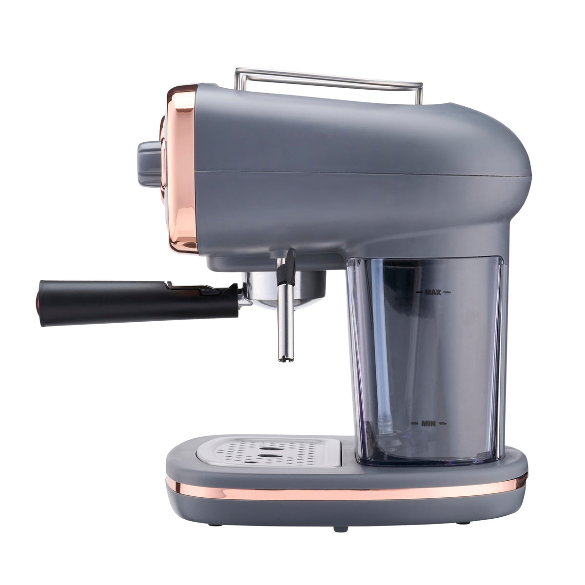 15-bar Retro Espresso Coffee Machine With Steam Wand | Grey & Copper