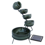 4 Tier Spilling Bowls Water Feature | Green
