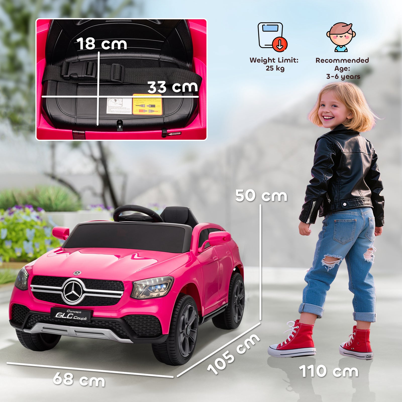 Mercedes-benz Glc Licensed Kids Ride On Car With Remote | Pink