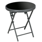 Round Folding Side Table With Imitation Marble Top | Black